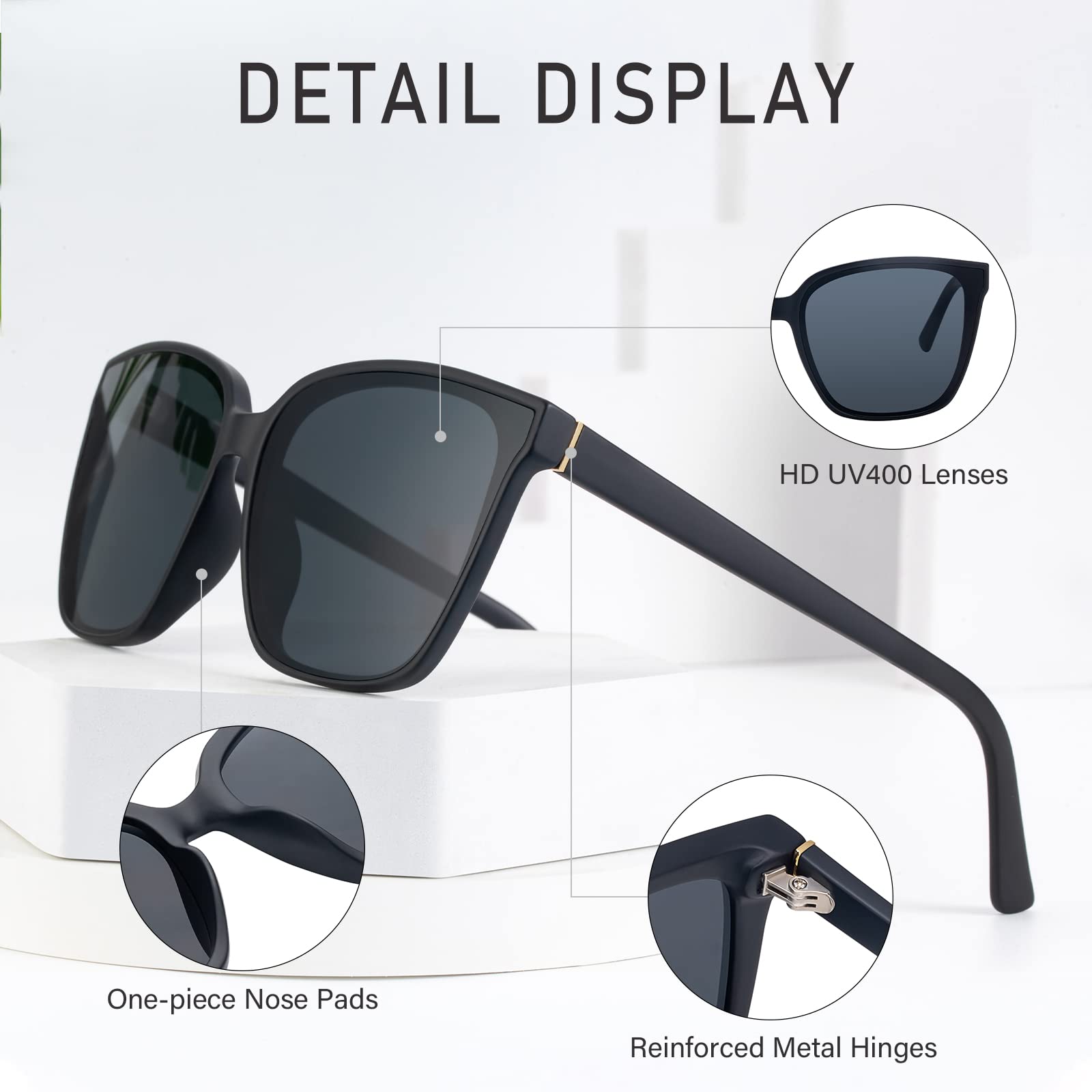 Dollger Retro Oversized Square Sunglasses for Women Men Trendy Classic Style Sun Glasses UV400 Protection