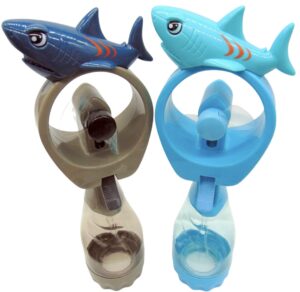 shark misting spray bottle fan kids personal cooling mist portable handheld humidifier powered fans with mist for boys or girls, set of 2