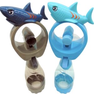 Shark Misting Spray Bottle Fan Kids Personal Cooling Mist Portable Handheld Humidifier Powered Fans with Mist for Boys or Girls, Set of 2