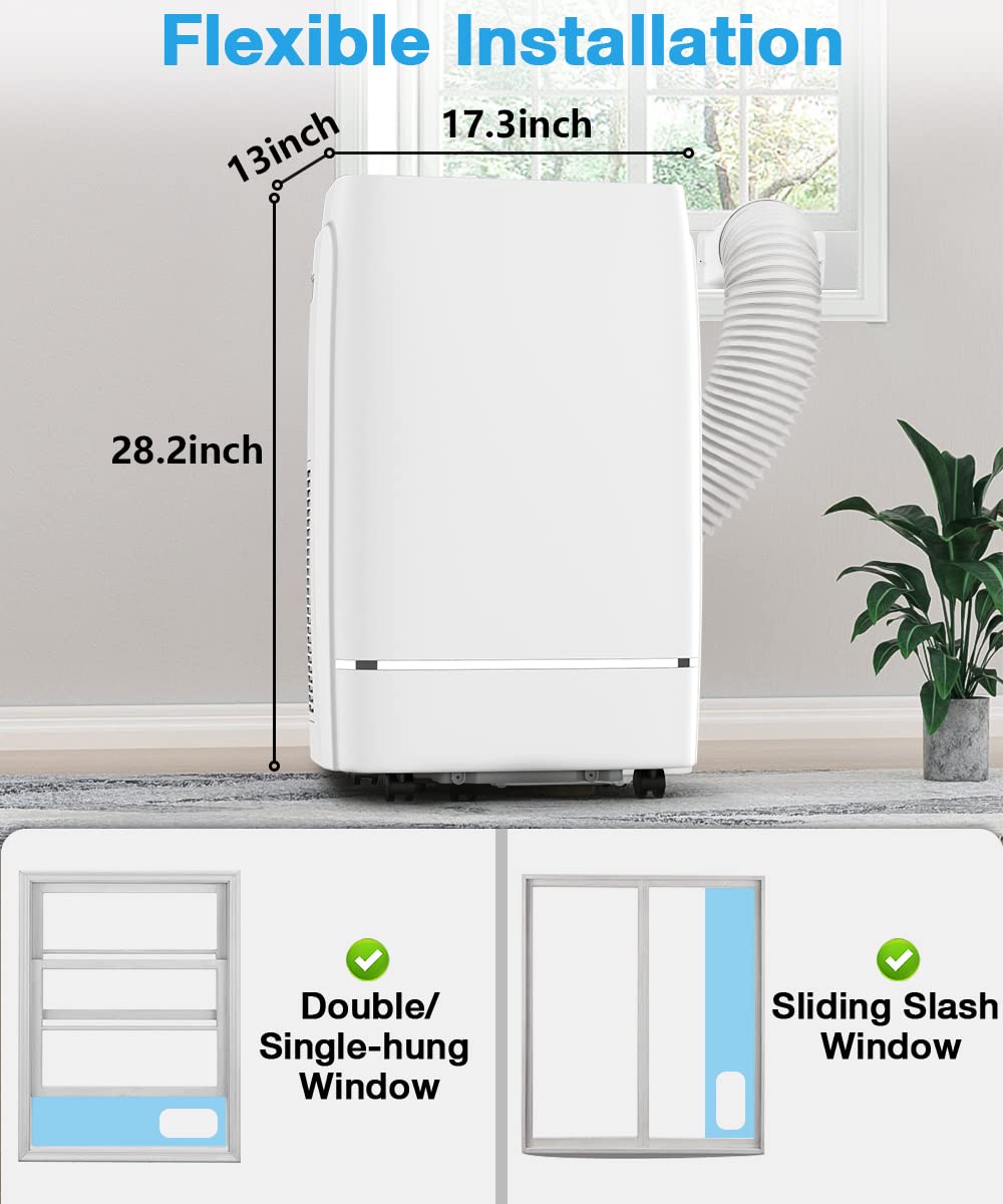 Joy Pebble Portable Air Conditioner, 12000 BTU for Room up to 550 sq. ft, Dehumidifier & Fan, Portable AC with 3 Fan Speeds, Automatic Louver Sweep,24H Timer, Remote Control, ECO