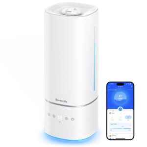 goveelife humidifiers for bedroom, 6l top fill cool mist humidifier for large room, auto mode, adjustable mist, quiet sleep mode, wifi smart air humidifier with rgb for baby, plants, work with alexa