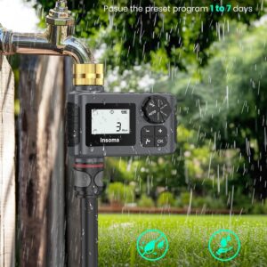 [Upgraded Version] Sprinkler Timer with Brass Swivel, Programmable Water Timer for Outdoor Garden Hose, Hose Timers with Rain Delay/Manual/Auto Mode, Drip Irrigation and Lawn Watering System, 1 Outlet