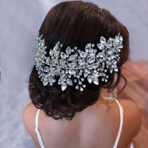 WONRLUA Wedding Headpiece for Bride, Bridal Headband Rhinestone Wedding Hair Accessories