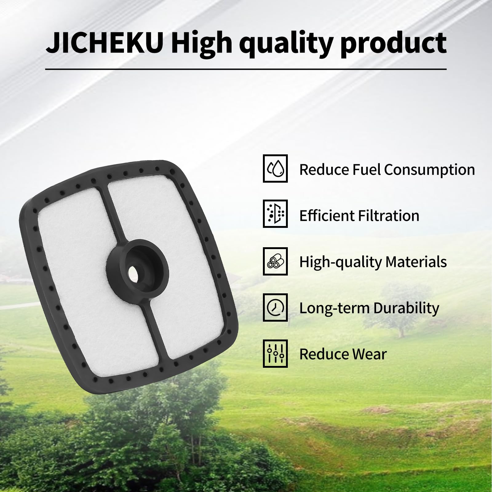 JICHEKU A226001410 Air Filter Compatible with Echo SRM225 PE200 PE225 PE230 PE231 SRM210 SRM211 SRM265 SHC211 SHC225 Trimmer Blower Mantis 130310-54130 13031054130 A22600141(5Packs)