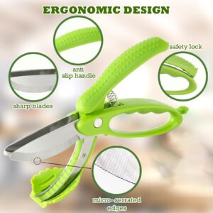 ALEXPHY Salad Scissors, Salad Chopper with Double Blades, Lettuce Chopper, Lettuce Scissors for Chopped Salad, Chopped Salad Chopper Tool for Tossing and Chopping in Salad Bowl (Green)