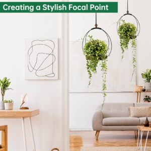 hismocal Hanging Planters for Indoor Plants, Black Plant Hanger Indoor with Sturdy Wood Base, Modern Boho Macrame Plant Hanger, Hanging Wall Ceiling Window Home Decor (Plants/Pots Not Included)