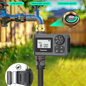 [Upgraded Version] Sprinkler Timer with Brass Swivel, Programmable Water Timer for Outdoor Garden Hose, Hose Timers with Rain Delay/Manual/Auto Mode, Drip Irrigation and Lawn Watering System, 1 Outlet