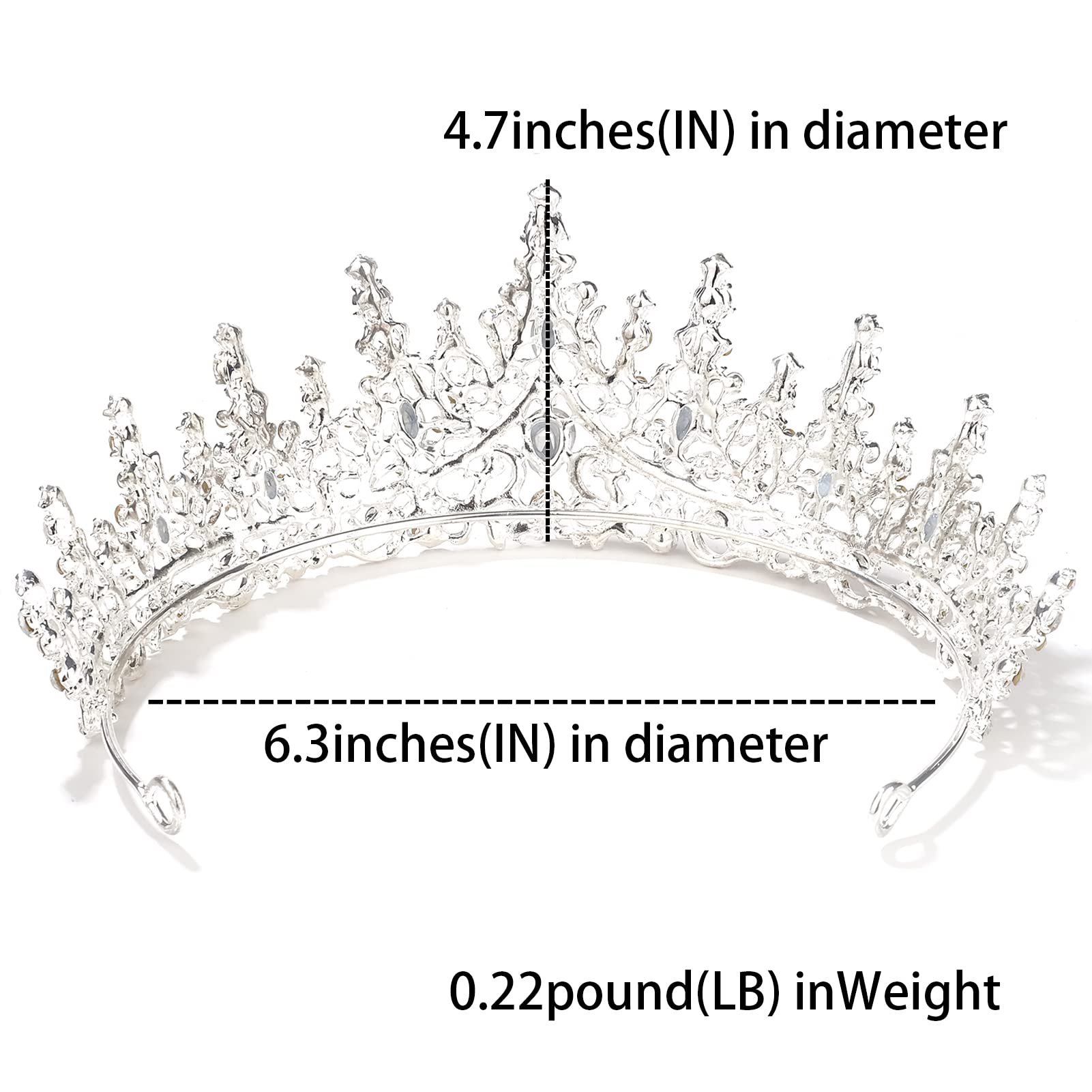 Women Crystal Wedding Tiara Princess Crown Rhinestone Tiaras, Royal Queen design, perfect for Bridal, anniversaries, birthday, Halloween Cos-play costume Christmas, party hair accessorie for girl Prom (Silver)