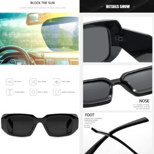 Haqptul Trendy Rectangle Sunglasses for Women Men Square Retro Vintage Hexagon Glasses 90S Y2K Shades Aesthetic Accessories