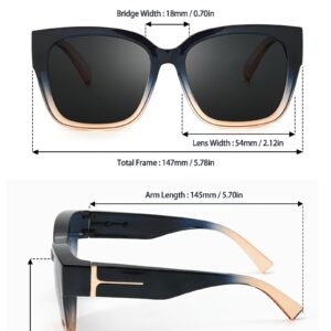 Myiaur Fit Over Sunglasses for Women, Trendy Designer Style Oversized Polarized Sunglasses for Driving with UV400 Protection