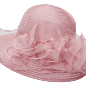 Women Organza-Kentucky-Church-Derby Hat Fascinator-Bowler Hat Bridal Floral Summer-Sun Hat for Tea Party Wedding Dress