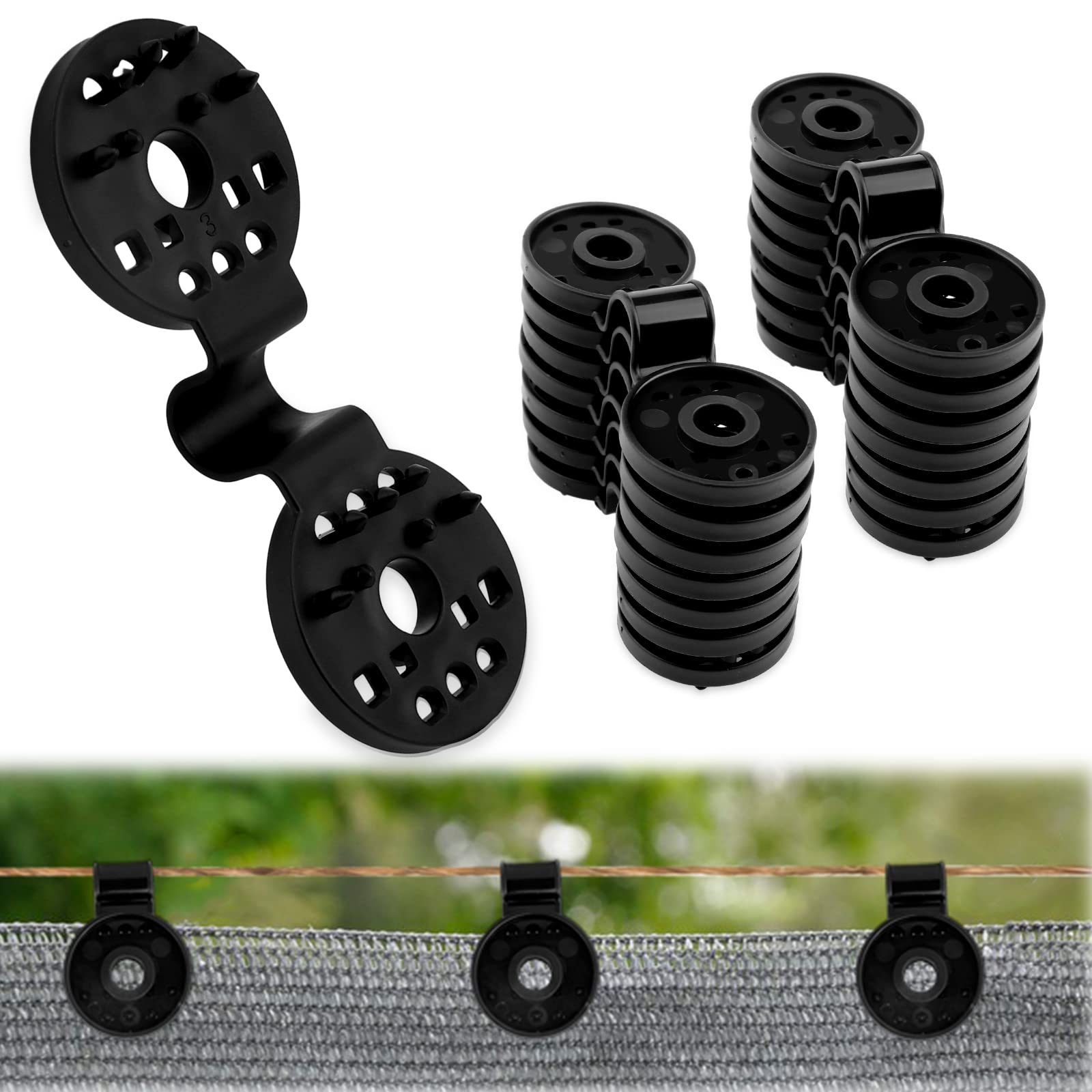 50 Pcs Shade Cloth Clips, 2024 Shade Cloth Plastic Clips Greenhouse Shade Cloth Fix Clamp, Windproof Awning Clamp Grip Tarp Clips for Sunshade Net, Anti Bird Netting, Garden Netting, Patio Accessories