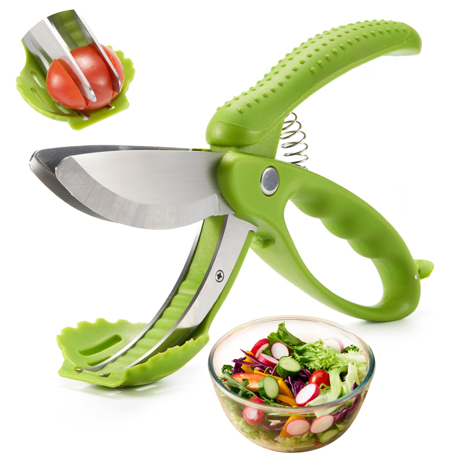 ALEXPHY Salad Scissors, Salad Chopper with Double Blades, Lettuce Chopper, Lettuce Scissors for Chopped Salad, Chopped Salad Chopper Tool for Tossing and Chopping in Salad Bowl (Green)