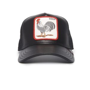 Goorin Bros. The Farm Leather Unisex Trucker Hat, Black (Cock Will Prevail), One Size