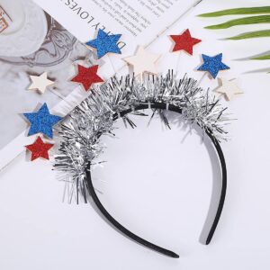 DIUEWOW 4PCS Patriotic Head Boppers Headband 4th of July Party Favors Star Love Heart Flashing Design Independence Day Hair Accessories Headwear for Veteran's Day and Memorial Day