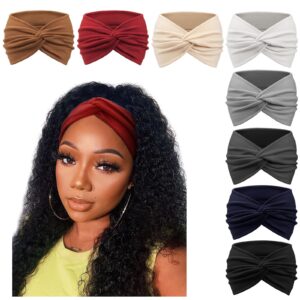 DRESHOW 8 Pcs Women Headbands for Hair Styling, Hair Wraps, Hairband for Sports, Daily Wear, Workout, Hair Accessories - 95% Polyester, 5% Spandex - 1 Package of 8 Count