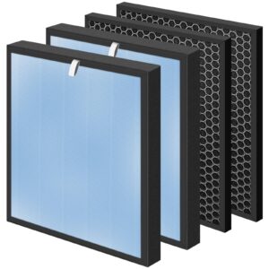 hsp001 true hepa filter replacements compatible with hathaspace air purifier filters hsp001,4 in 2 h13 true hepa filter with activated carbon pre-filter,2 combon pack