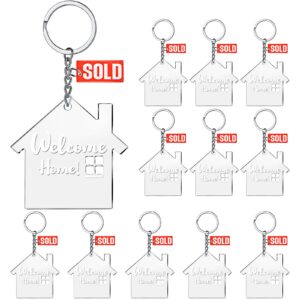 Inbagi 12 Sets House Acrylic Keychain Real Estate Agent Keychain Clear Blank DIY Keychain New Home Keychain Welcome Home Housewarming Gift for Real Estate Agent Supplies, Gifts