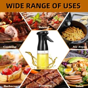 Oil Sprayer for Cooking, 220ml Glass Olive Oil Sprayer Mister with Brush, Olive Oil Vinegar Spritzer Sprayer Bottles Oil Dispenser for Kitchen, Widely Used for Air Fryer, Salad, Baking, BBQ, Black