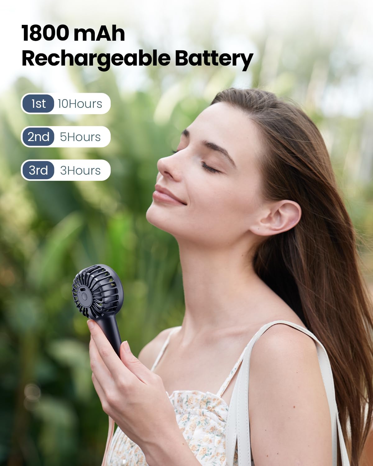 Gaiatop Neck Fan Rechargeable Mini Portable Fan Cute Camera Design, Lash Fan with 360°Rotate Mirror, 3 Speed USB Handheld Fan with LED Display, Personal Fan as Travel Essentials (Navy Blue)