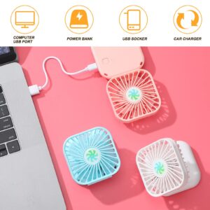 Hortsun 24 Pcs Necklace Fans Portable Neck Fan USB Rechargeable Battery 3 Speed Air Circulatory Handheld Fan for Cooling Small Personal Hand Free Fan Travel Office(Blue, Pink, White)