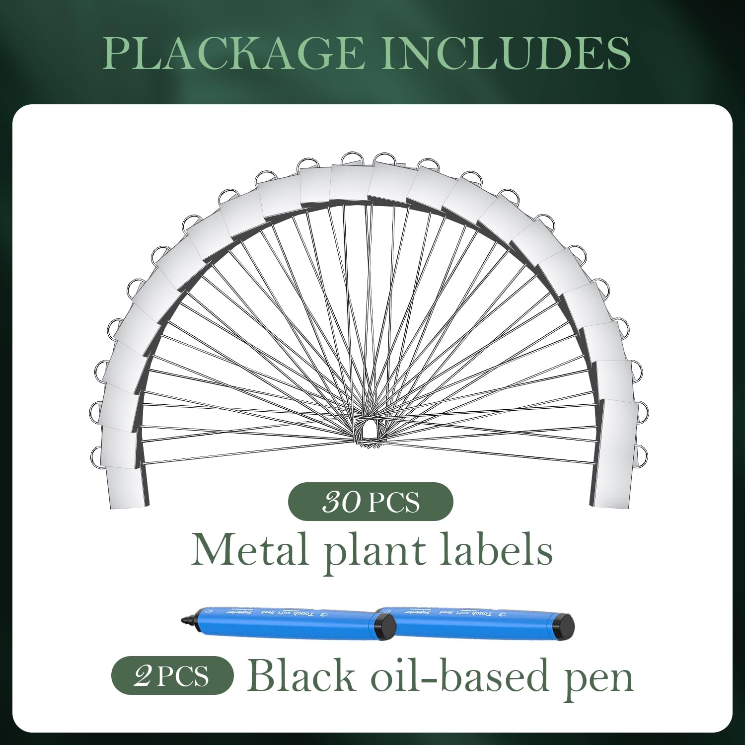 Cureder 30 Pack Metal Plant Labels for Outdoor Garden Waterproof Plant Markers, Labels Garden Markers for Seedlings Herbs Vegetable Greenhouse Gifts, with Pen