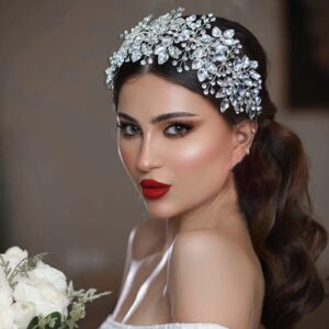 WONRLUA Wedding Headpiece for Bride, Bridal Headband Rhinestone Wedding Hair Accessories