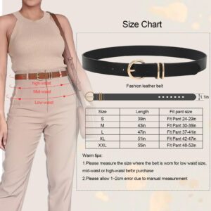 XZQTIVE 3 Pack Women Belts For Jeans Dresses Pants Ladies Leather Waist Belt with Gold Buckle