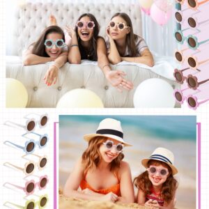 Kanayu 12 Pairs Christmas Flower Sunglasses 5.71 Inch Adult Round Uv Protection Flower Glasses Colorful Eyewear for Women Men(Multicolor)