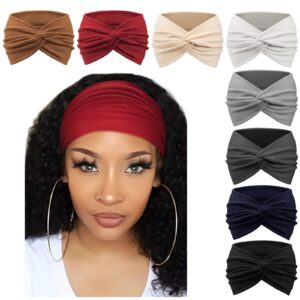 DRESHOW 8 Pcs Women Headbands for Hair Styling, Hair Wraps, Hairband for Sports, Daily Wear, Workout, Hair Accessories - 95% Polyester, 5% Spandex - 1 Package of 8 Count