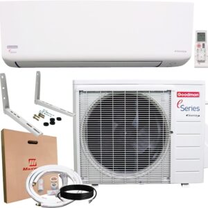 Goodman 12,000 BTU 18 SEER2 Ductless Mini Split Inverter Heat Pump System with Maxwell 16-ft Installation and Wall Bracket (230v)