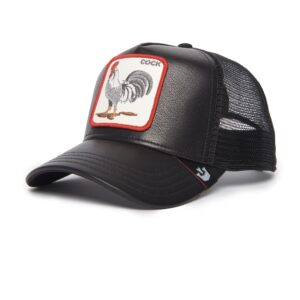 goorin bros. the farm leather unisex trucker hat, black (cock will prevail), one size