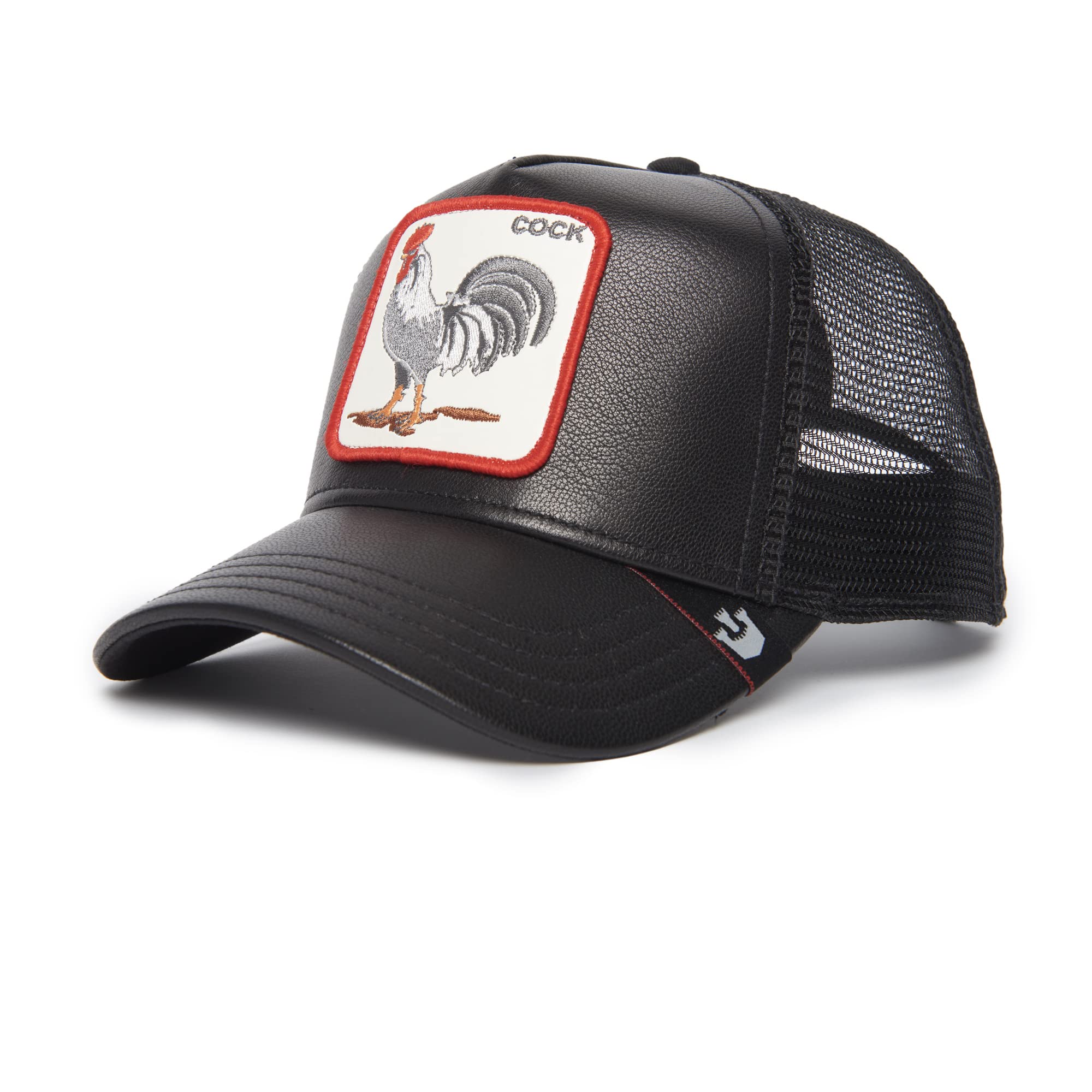 Goorin Bros. The Farm Leather Unisex Trucker Hat, Black (Cock Will Prevail), One Size