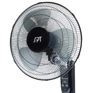 SPT SF-16W90 16″ Wall Mount Fan in Black with Remote Control, Oscillation and Timer (Corded Electric)