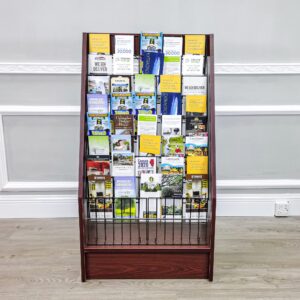 FixtureDisplays® Literature Rack Brochure Holder Leaflet Coupon Stand Greeting Card Rack 9 Tier 45 Facing Travel Information Kiosk 1453 RED-NPF