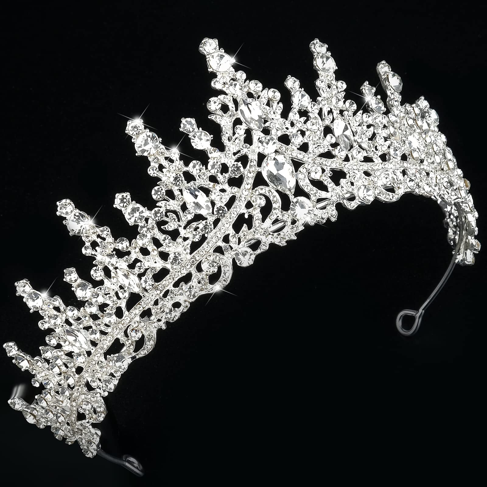 Women Crystal Wedding Tiara Princess Crown Rhinestone Tiaras, Royal Queen design, perfect for Bridal, anniversaries, birthday, Halloween Cos-play costume Christmas, party hair accessorie for girl Prom (Silver)