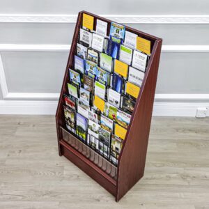 FixtureDisplays® Literature Rack Brochure Holder Leaflet Coupon Stand Greeting Card Rack 9 Tier 45 Facing Travel Information Kiosk 1453 RED-NPF