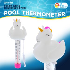 U.S. Pool Supply Floating Unicorn Thermometer - Easy to Read Temperature Display, Measures up to 120° Fahrenheit & 50° Celsius, Swimming Pools, Spas, Kids Pools, Cute Fun Pink Animal Pet Float Tether