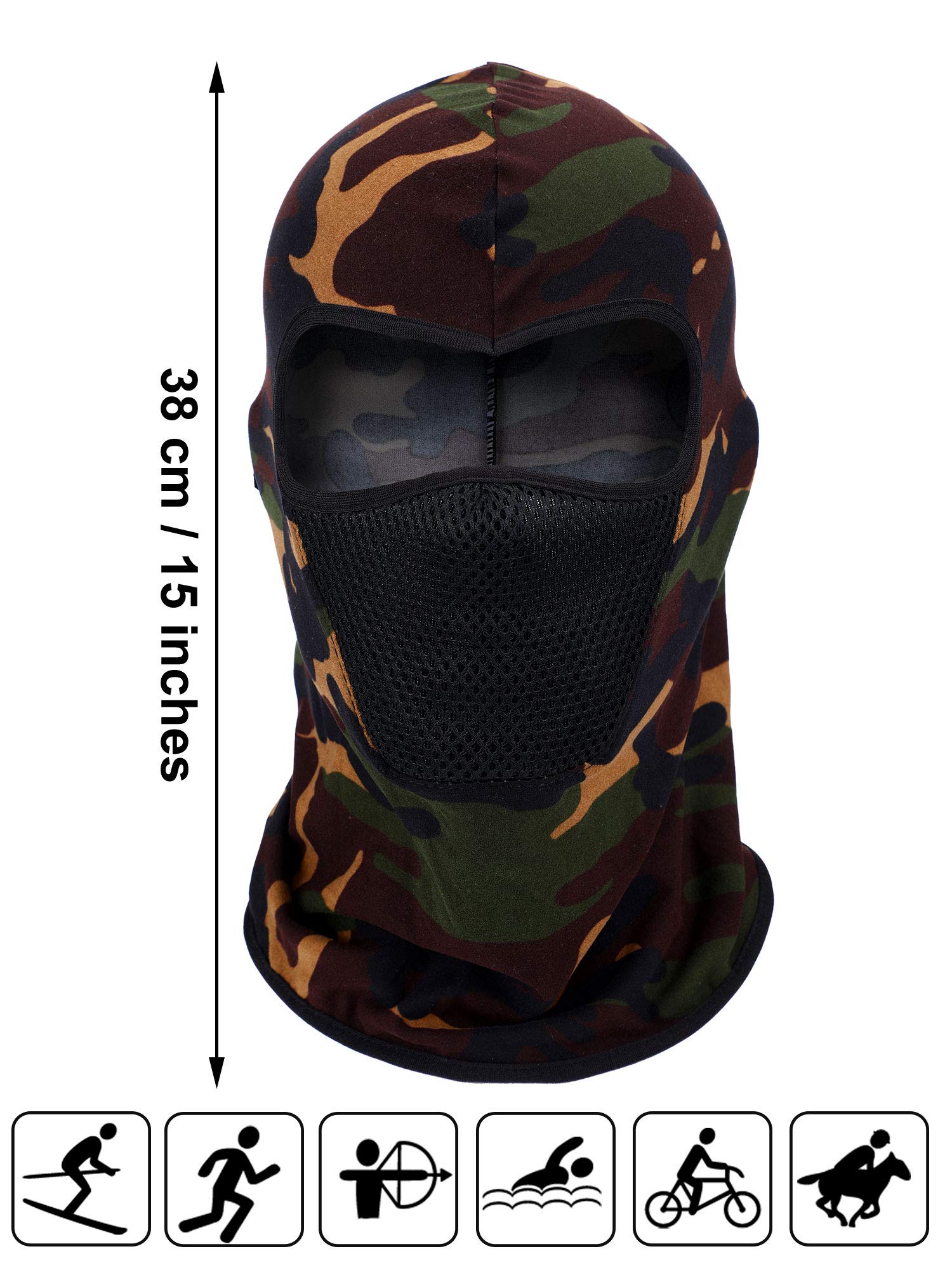 6 Pcs Winter Ski Mask Balaclava Full Face Mask Summer UV Sun Protection Face Cover Dust Windproof Breathable Shiesty Mask(Large,Dark Camouflage Colors)