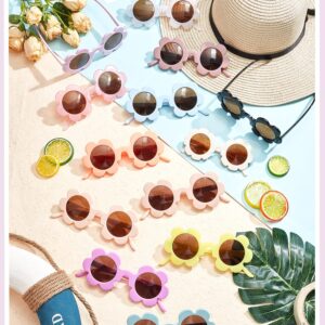 Kanayu 12 Pairs Christmas Flower Sunglasses 5.71 Inch Adult Round Uv Protection Flower Glasses Colorful Eyewear for Women Men(Multicolor)