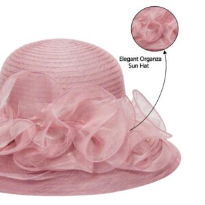 Women Organza-Kentucky-Church-Derby Hat Fascinator-Bowler Hat Bridal Floral Summer-Sun Hat for Tea Party Wedding Dress