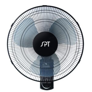 SPT SF-16W90 16″ Wall Mount Fan in Black with Remote Control, Oscillation and Timer (Corded Electric)