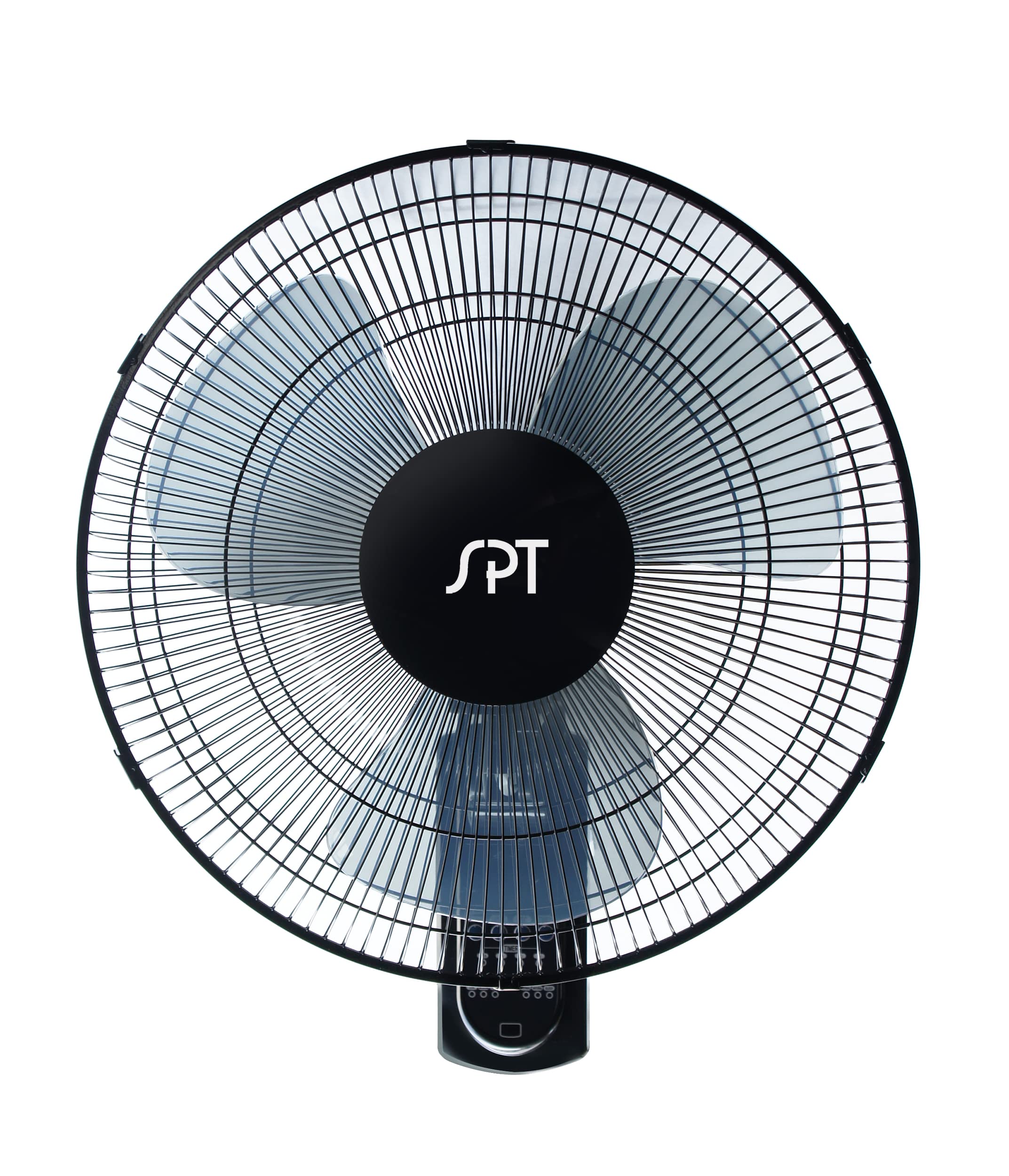 SPT SF-16W90 16″ Wall Mount Fan in Black with Remote Control, Oscillation and Timer (Corded Electric)