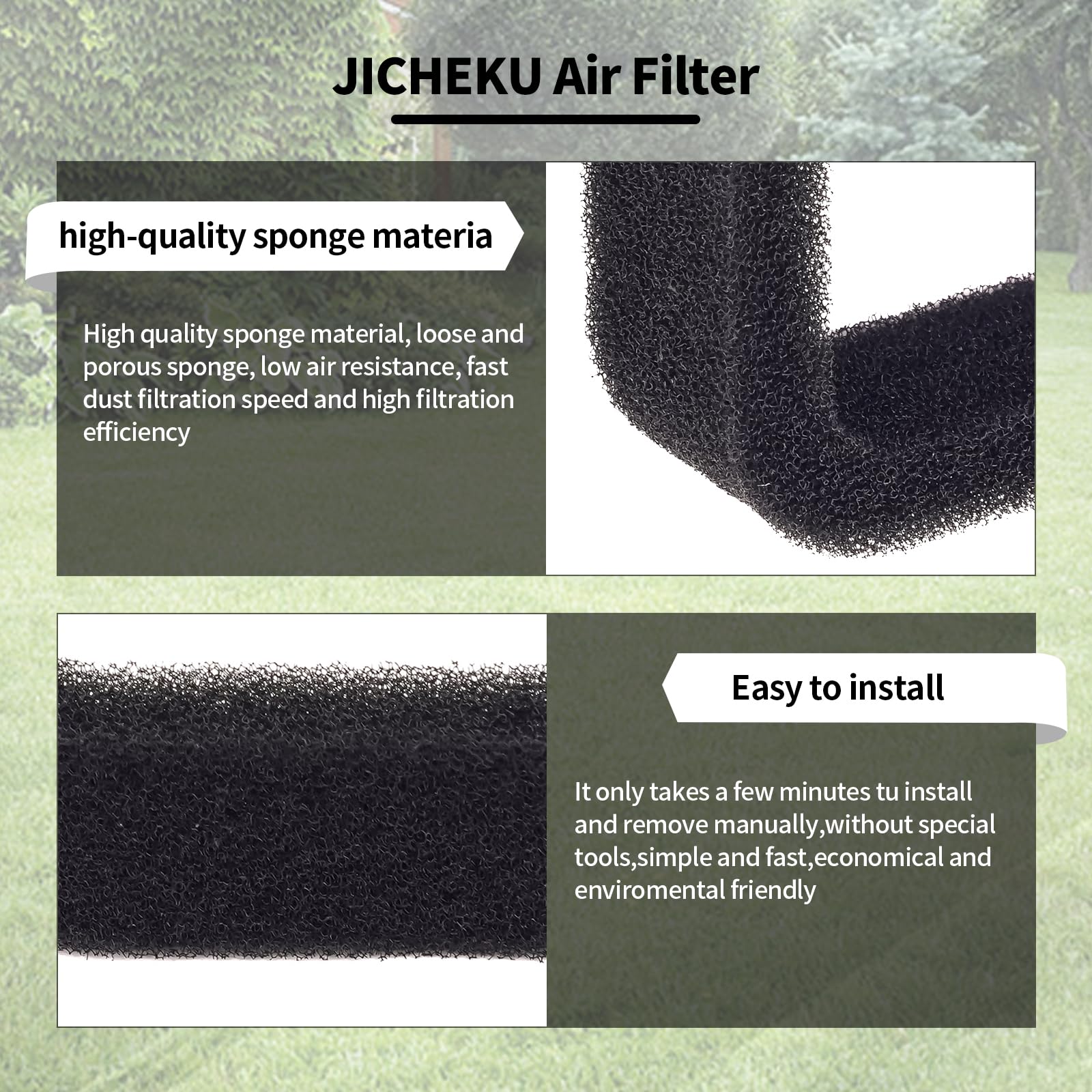 JICHEKU 560873001 Air Filter Replacement FOR RYOBI 560873001 RY251PH RY253SS RY252CS RY08510 RY08544 RY08548 RY08570 RY08574 RY08576 RY09903 RY09973 HOME LITE UT08514 UT-08544 UT-08547(3Packs)