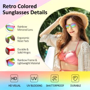 Hifot Heart Shaped Rimless Sunglasses + Rainbow Sunglasses, Festival Party Glasses for Women Men Kids, Gay Pride Sunglasses