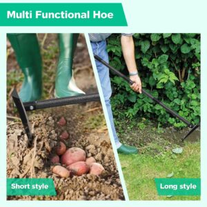 Hoe Garden Tool Long Handle, 60 Inch Long Triangle Hoe Manual Weeder,Heavy Duty Landscaping Triangle Weeding Hoe for Gardening Weeding Digging Loosening Edging Cultivating, Metal Garden Hoe