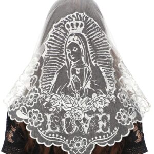 Bozidol Triangle Lace Chapel Veils - Madonna Camellia Embroidered Head Covering for women