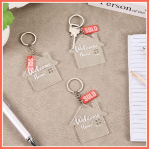 Inbagi 12 Sets House Acrylic Keychain Real Estate Agent Keychain Clear Blank DIY Keychain New Home Keychain Welcome Home Housewarming Gift for Real Estate Agent Supplies, Gifts