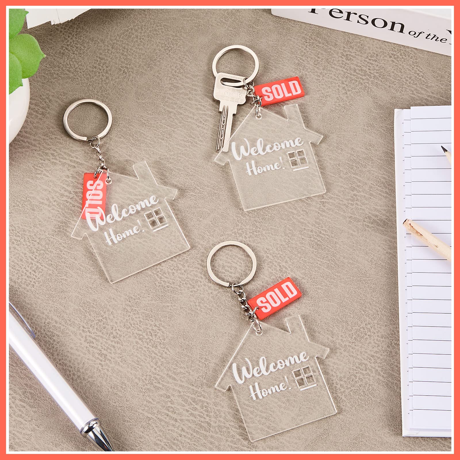 Inbagi 12 Sets House Acrylic Keychain Real Estate Agent Keychain Clear Blank DIY Keychain New Home Keychain Welcome Home Housewarming Gift for Real Estate Agent Supplies, Gifts