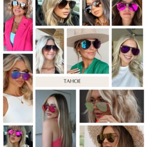 DIFF Tahoe Oversized Aviator Sunglasses for Women UV400 Protection, Pink Rush Metallic + Pink Rush Mirror